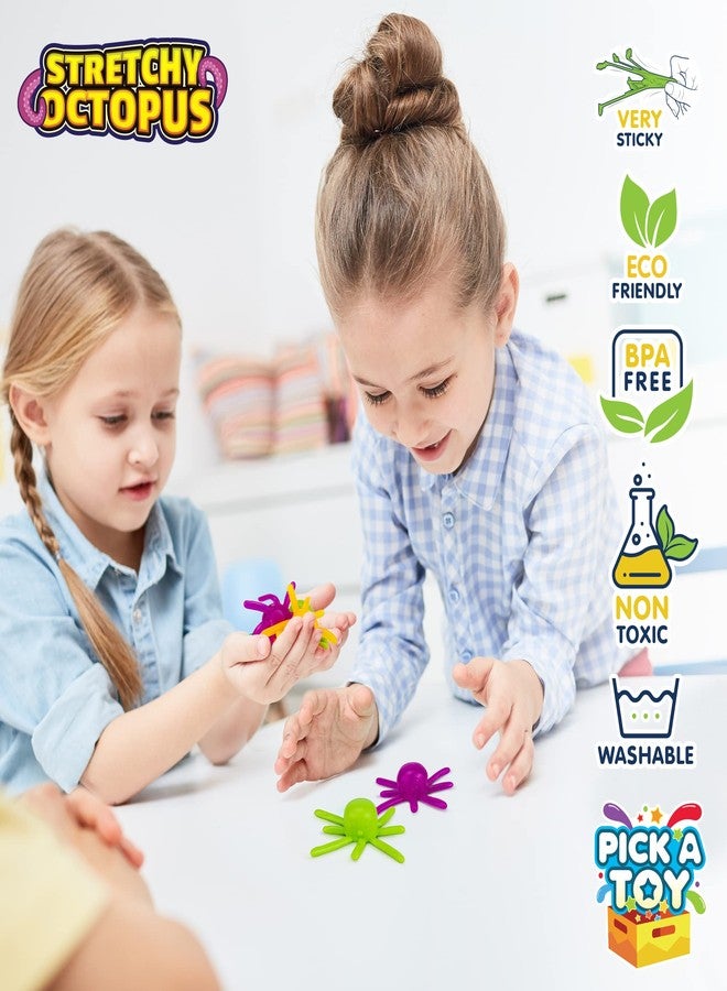 PICK A TOY Sticky Wall Crawling Toys for Kids Washable and Reusable Sticky Climbers 4 Pack Octopus Toys, Soft Flexible Squishy Bright and Colorful Climbers, Birthday Party Favors Halloween Stuffers - Image 2